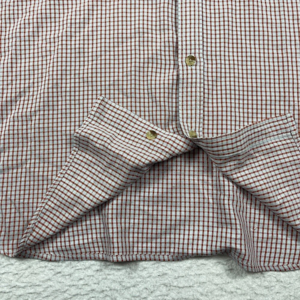 The North Face Button Down Shirt Mens XL Red‎ Gray Check Short Sleeve Outdoor
